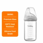 YunBaby Glass Baby Bottle 180ml BPA Free Feeder