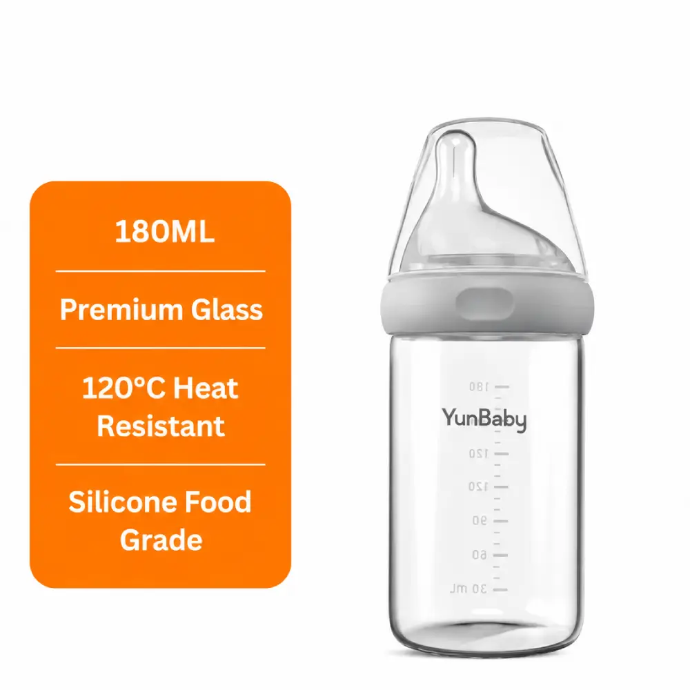 YB-P10-Web-02 YunBaby Glass Baby Bottle 180ml BPA Free Feeder